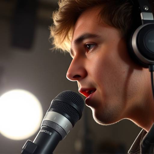Person speaking into a microphone icon representing voiceover recording services